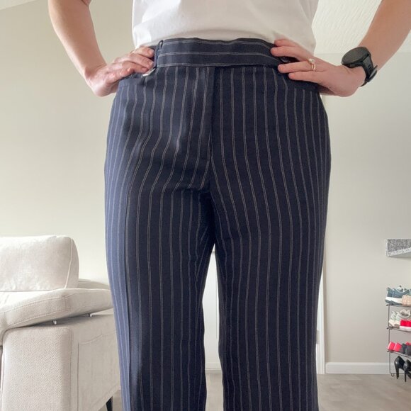 Navy Blue Pinstripe Wide Leg Pant by Michael Kors, Marked Size 8 - Picture 2 of 6